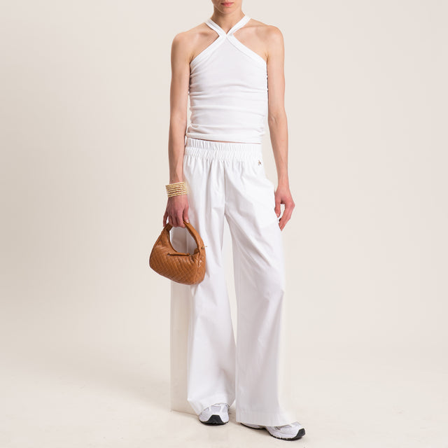 Souvenir-Pantalone popeline wide leg - panna