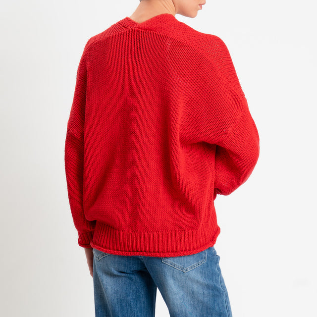 Vicolo-Cardigan bottoni con tasche - rosso