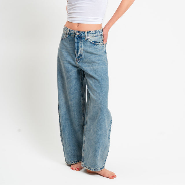 Zeroassoluto-Jeans CINZIA balloon fit stone washed - denim chiaro