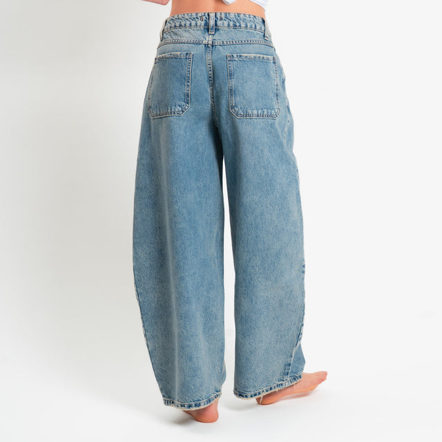 Zeroassoluto-Jeans CINZIA balloon fit stone washed - denim chiaro