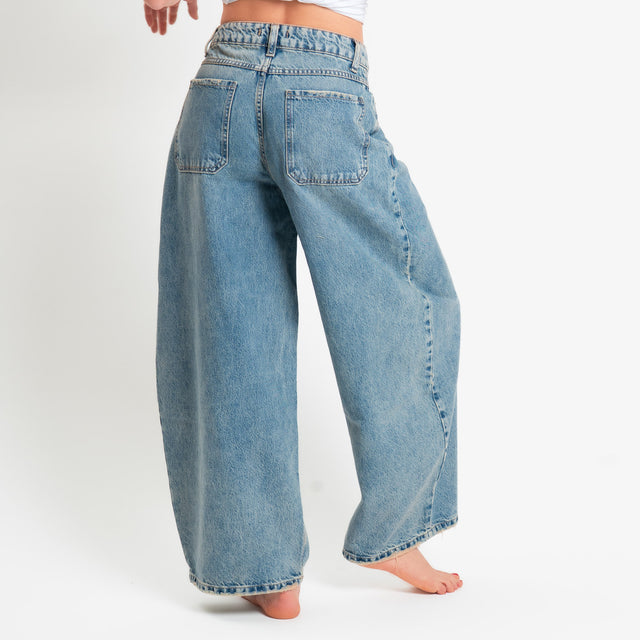 Zeroassoluto-Jeans CINZIA balloon fit stone washed - denim chiaro
