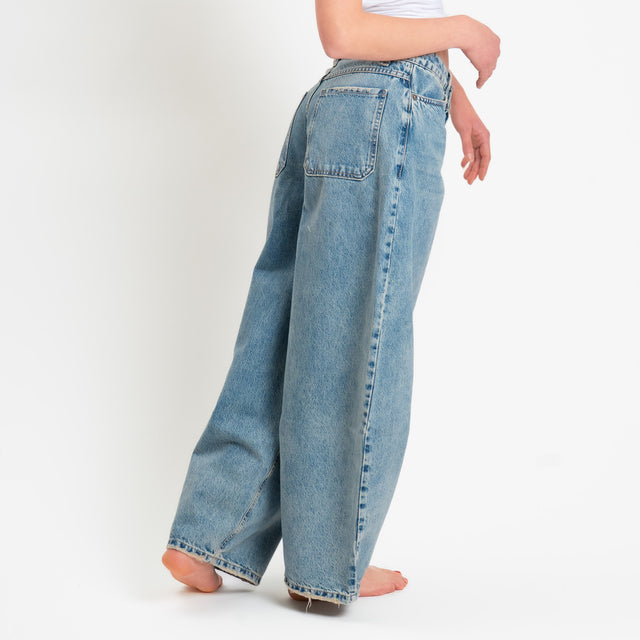 Zeroassoluto-Jeans CINZIA balloon fit stone washed - denim chiaro