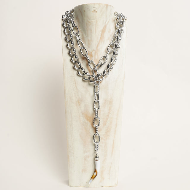 W by Whitemood-Collana martellata doppia catena co - silver