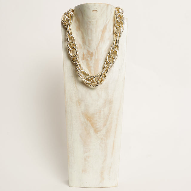 W by Whitemood-Collana con maglie catena martellata - gold