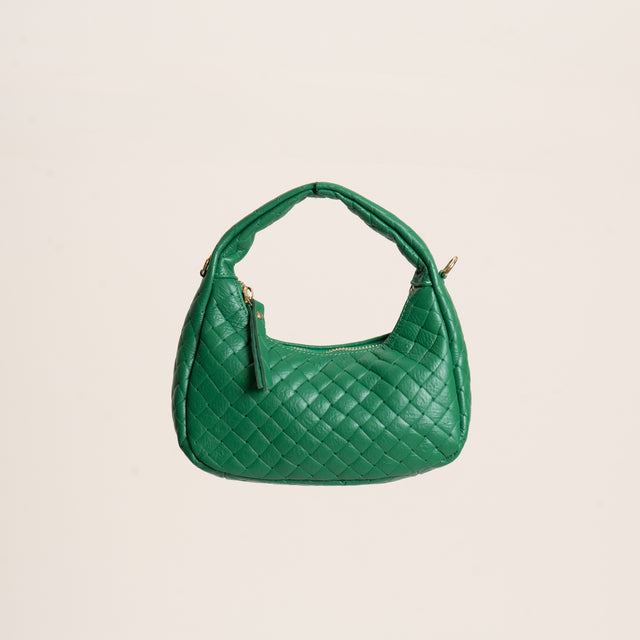 W by Whitemood- Borsa mini croissant intrecciata - verde
