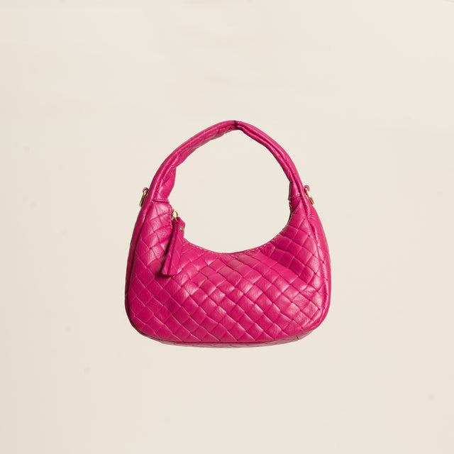 W by Whitemood- Borsa mini croissant intrecciata - fucsia