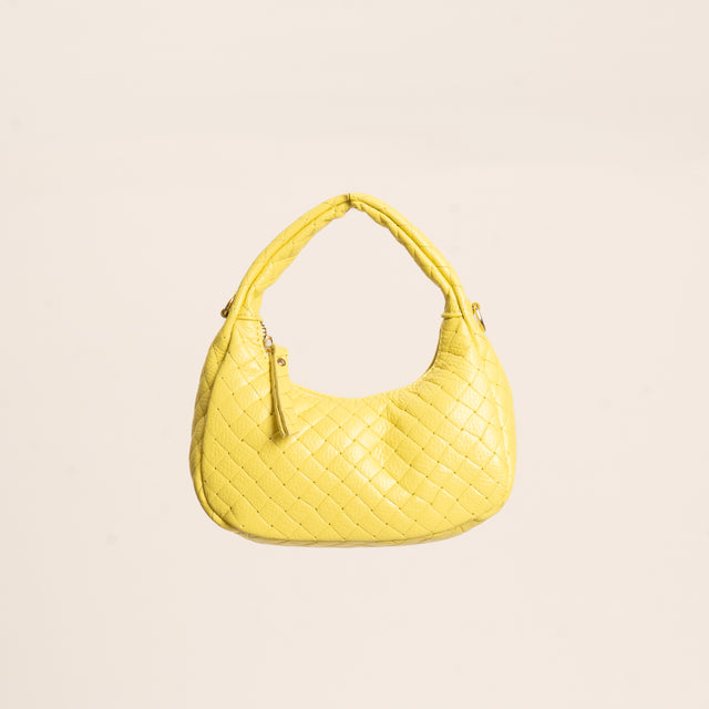W by Whitemood- Borsa mini croissant intrecciata - giallo