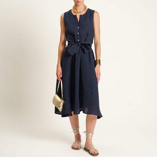 Zeroassoluto-Abito ANIA chemisier 100% lino - blu