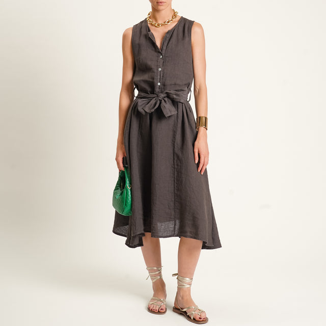 Zeroassoluto-Abito ANIA chemisier 100% lino - moro