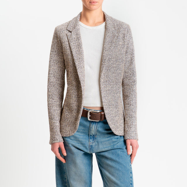 Zeroassoluto-Giacca GRACE bouclè con micro paillettes - nero/biscotto