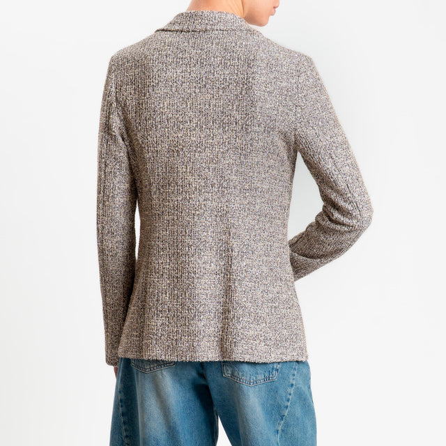 Zeroassoluto-Giacca GRACE bouclè con micro paillettes - nero/biscotto