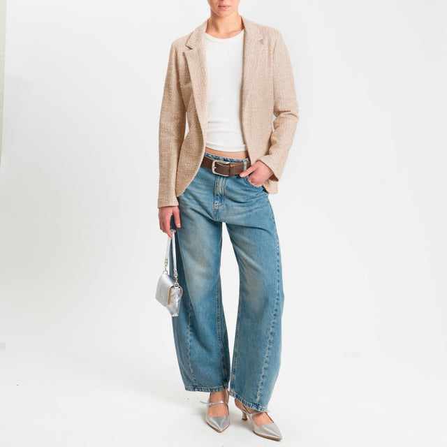 Zeroassoluto-Giacca GRACE bouclè con micro paillettes - biscotto/burro