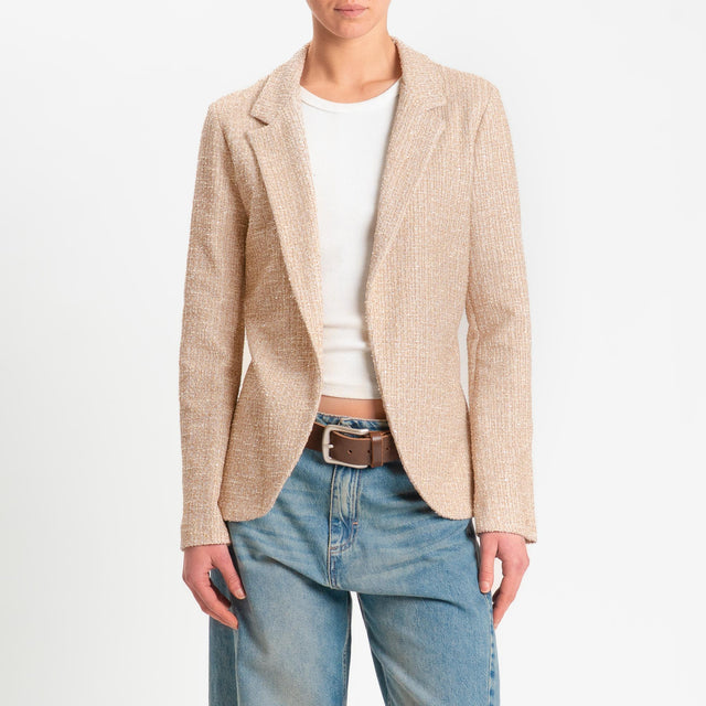 Zeroassoluto-Giacca GRACE bouclè con micro paillettes - biscotto/burro