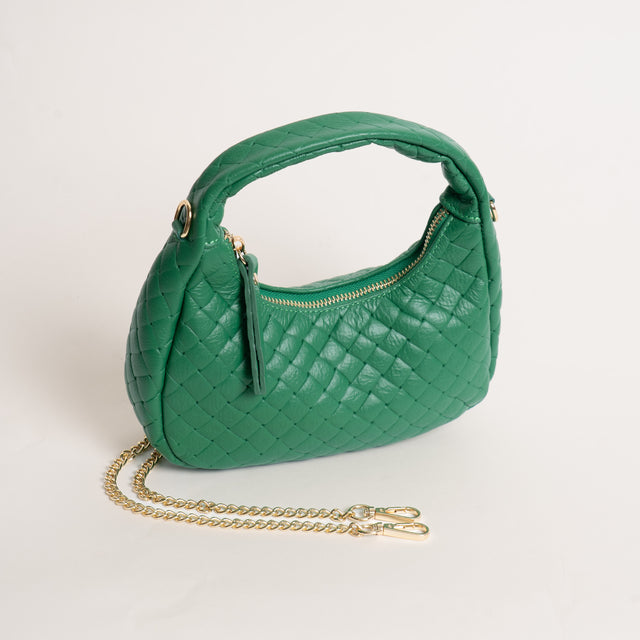 W by Whitemood- Borsa mini croissant intrecciata - verde