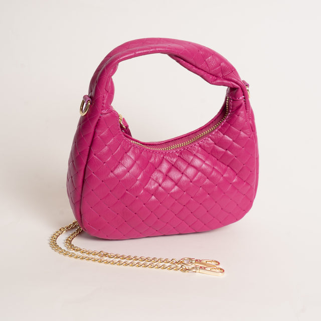 W by Whitemood- Borsa mini croissant intrecciata - fucsia