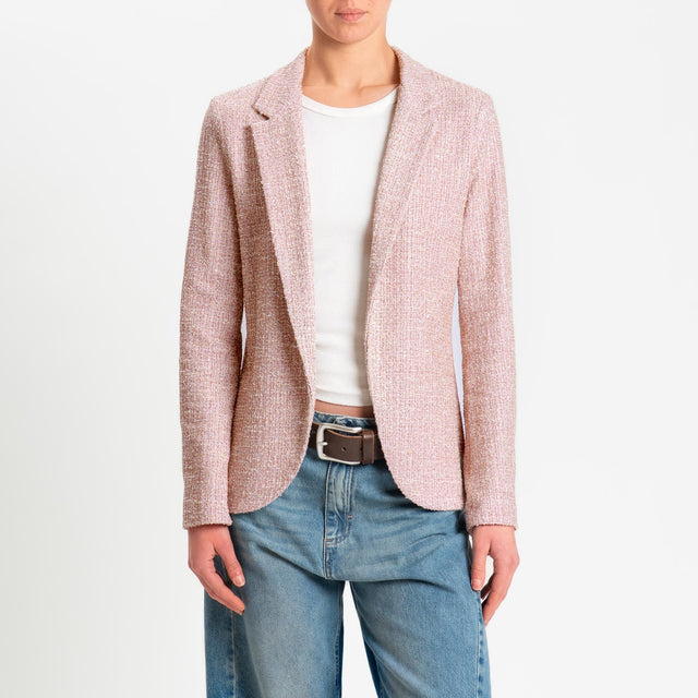 Zeroassoluto-Giacca GRACE bouclè con micro paillettes - rosa/burro