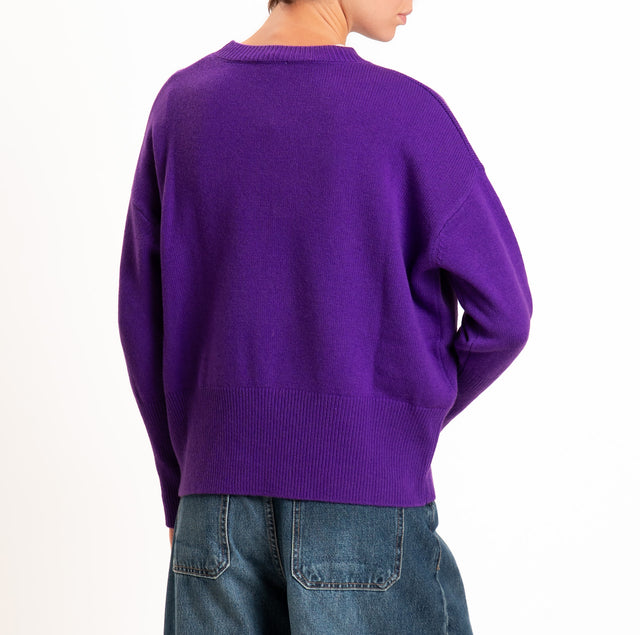 Zeroassoluto-Maglia 100% LANA SOFT bordi a coste - viola