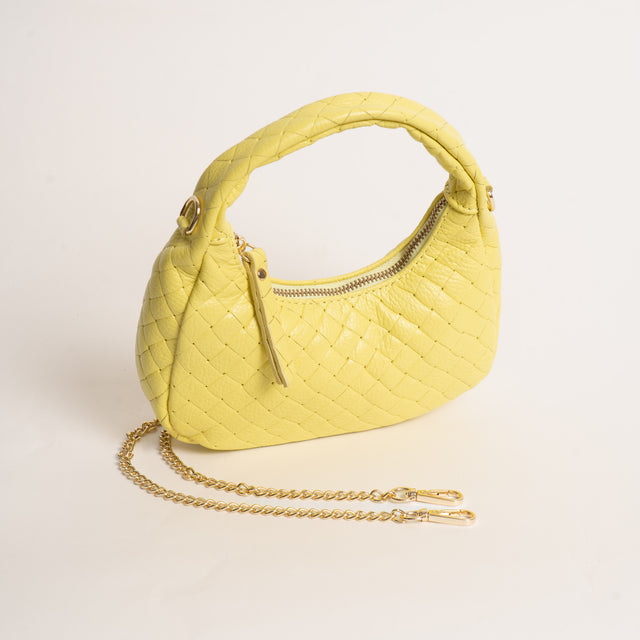 W by Whitemood- Borsa mini croissant intrecciata - giallo