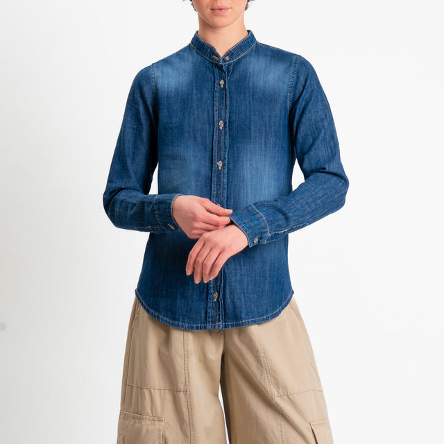 Zeroassoluto-Camicia FILIPPA chambray collo coreana - denim
