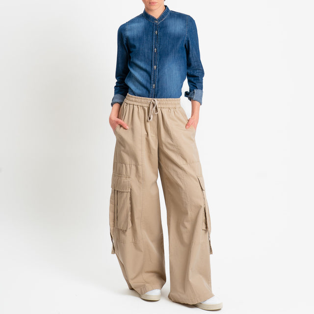 Zeroassoluto-Camicia FILIPPA chambray collo coreana - denim