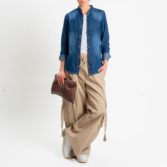 Zeroassoluto-Camicia FILIPPA chambray collo coreana - denim