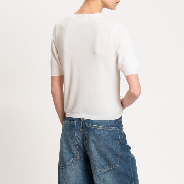 Vicolo-Maglia mezza manica con paillettes - latte