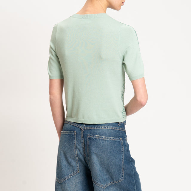 Vicolo-Maglia mezza manica con paillettes - acqua