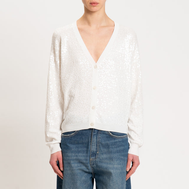Vicolo-Cardigan con paillettes - latte