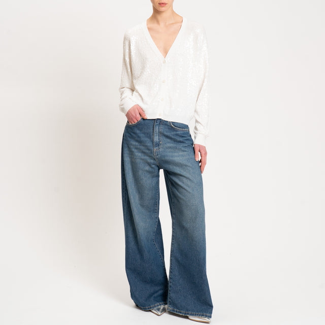 Vicolo-Cardigan con paillettes - latte