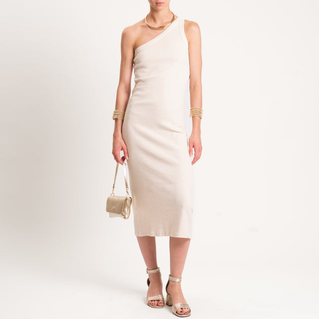 Tensione in-Abito a costine monospalla - burro