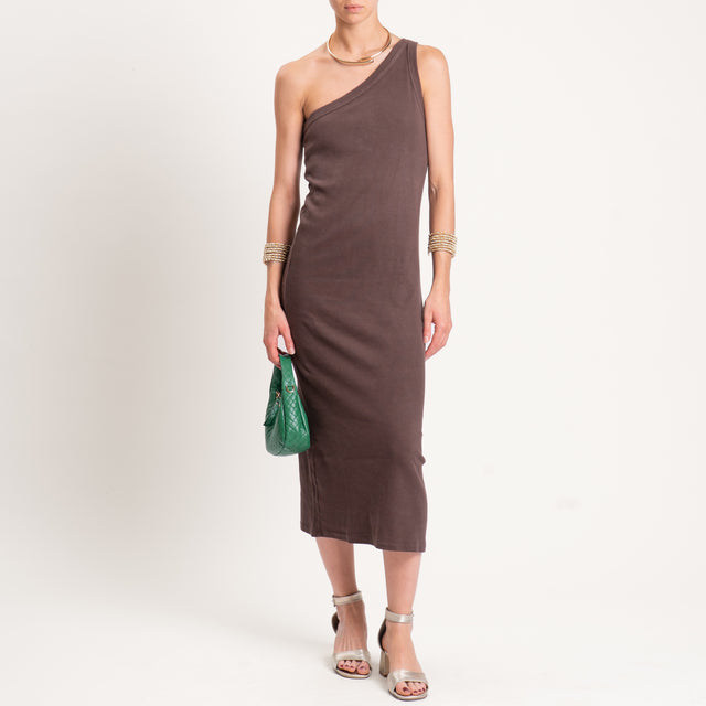 Tensione in-Abito a costine monospalla - moro