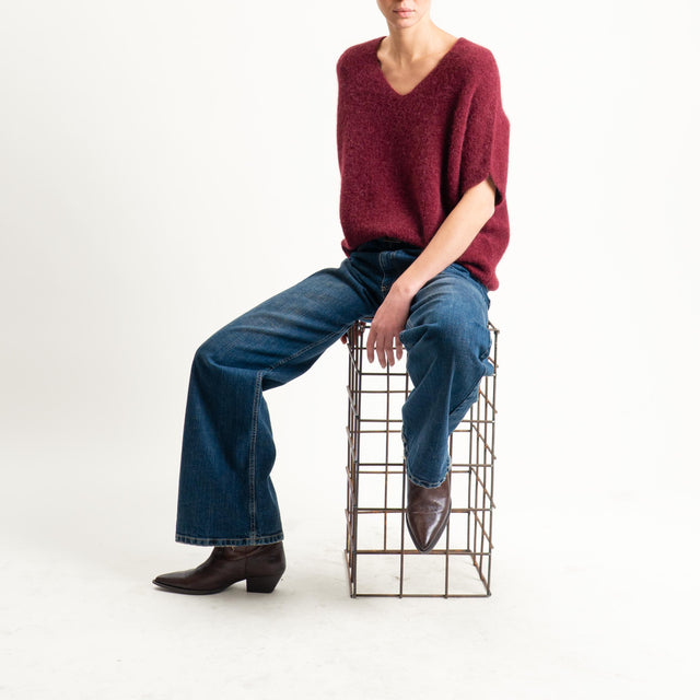Zeroassoluto-Maglia scollo a v manica scesa BABY ALPACA SUPERFINE ELASTICIZZATA - Bordeaux