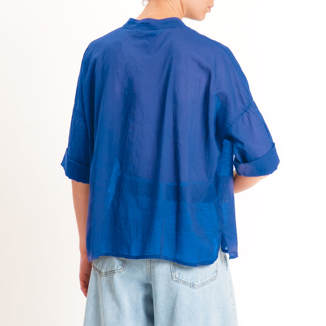 Haveone-Camicia mussola collo coreana - bluette