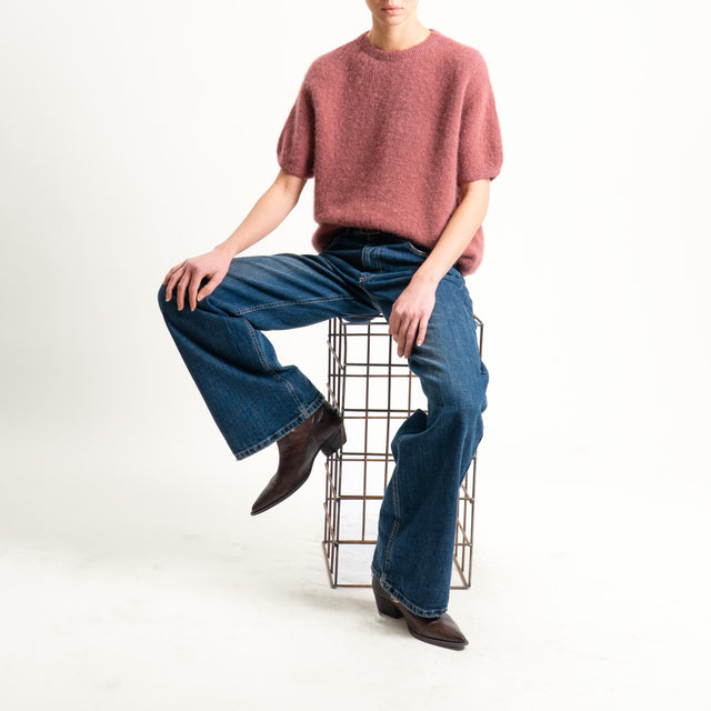 Zeroassoluto-Maglia girocollo mezza manica BABY ALPACA SUPERFINE ELASTICIZZATA - blush