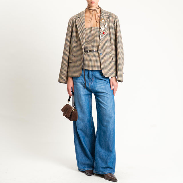 Tensione in-Giacca check con spille - beige/moro/nero