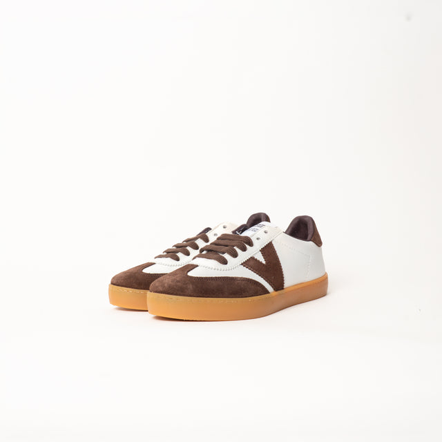 Victoria-Sneakers effetto pelle e camoscio - latte/cioccolato
