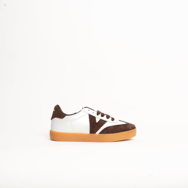 Victoria-Sneakers effetto pelle e camoscio - latte/cioccolato
