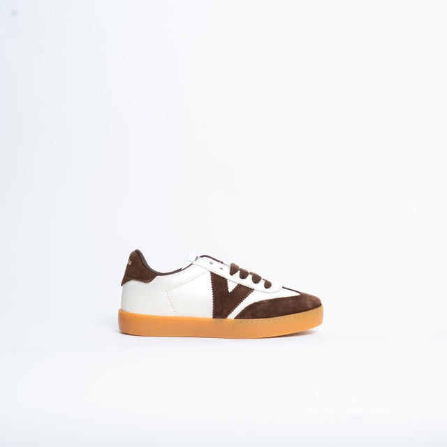 Victoria-Sneakers effetto pelle e camoscio - latte/cioccolato