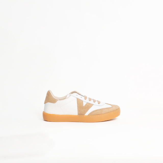 Victoria-Sneakers effetto pelle e camoscio - latte/beige