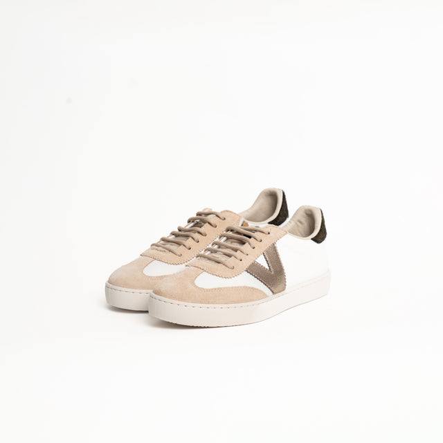 Victoria-Sneakers effetto pelle e camoscio - latte/beige
