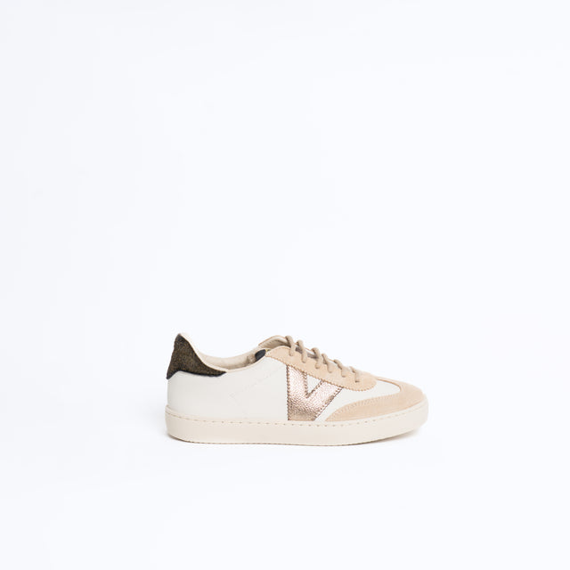 Victoria-Sneakers effetto pelle e camoscio - latte/beige