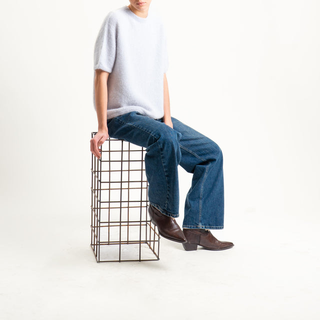 Zeroassoluto-Maglia girocollo mezza manica BABY ALPACA SUPERFINE ELASTICIZZATA - perla