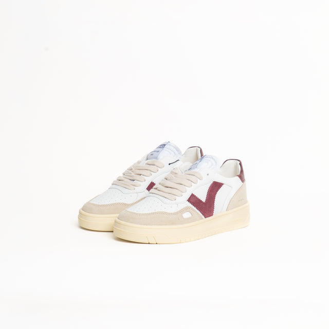 Victoria-Sneakers effetto pelle e camoscio - latte/bordeaux