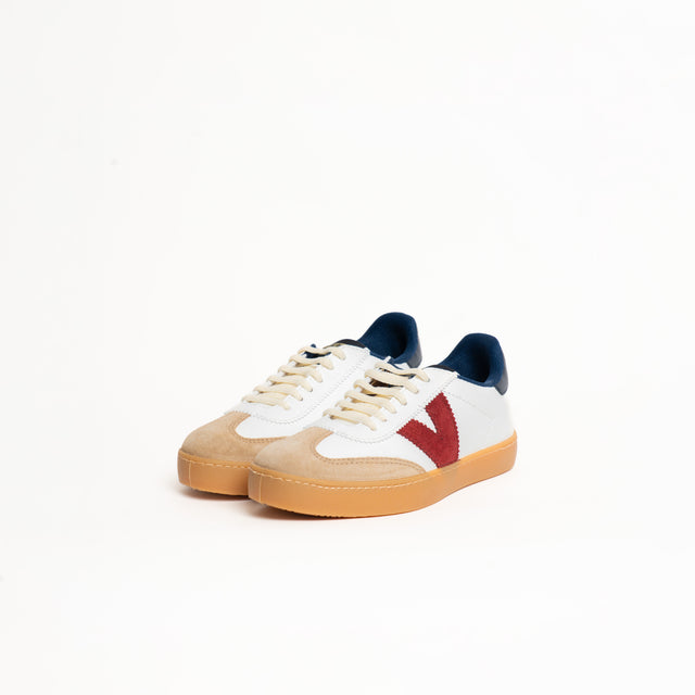 Victoria-Sneakers effetto pelle e camoscio - latte/blu