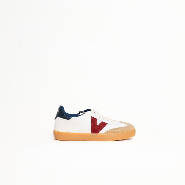 Victoria-Sneakers effetto pelle e camoscio - latte/blu