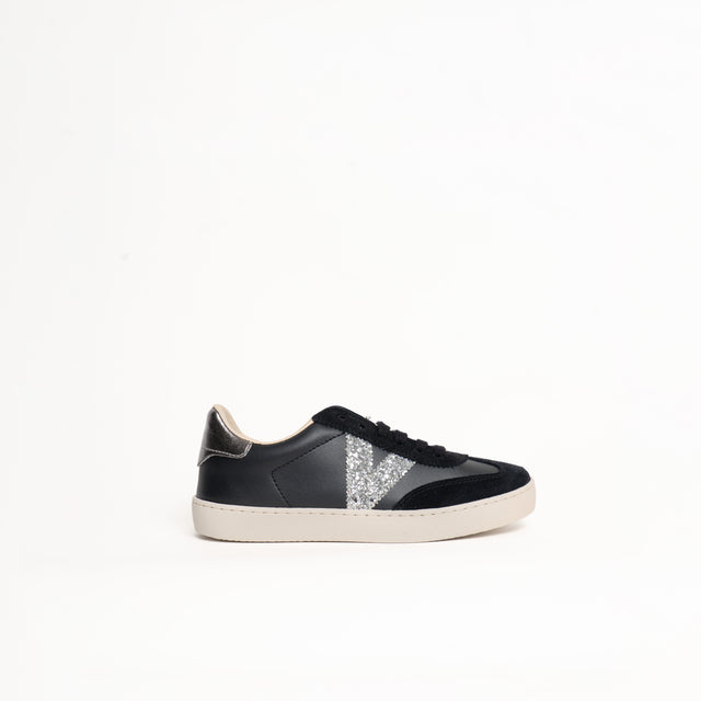 Victoria-Sneakers effetto pelle e camoscio - nero