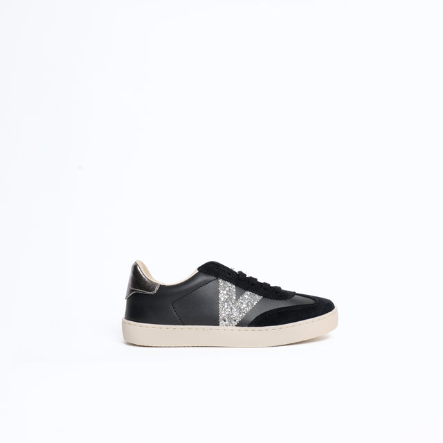 Victoria-Sneakers effetto pelle e camoscio - nero
