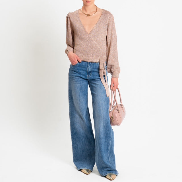 Vicolo-Scaldacuore incrociato filo lurex - cipria