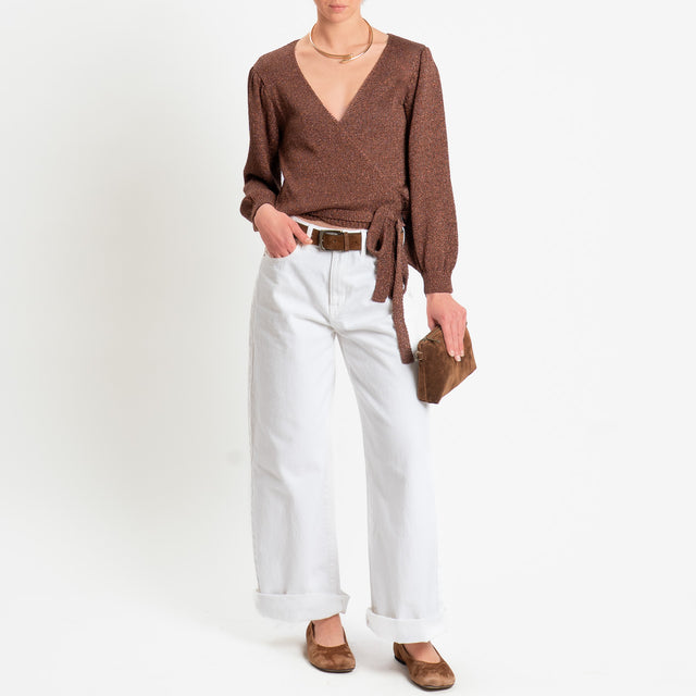 Vicolo-Scaldacuore incrociato filo lurex - moro