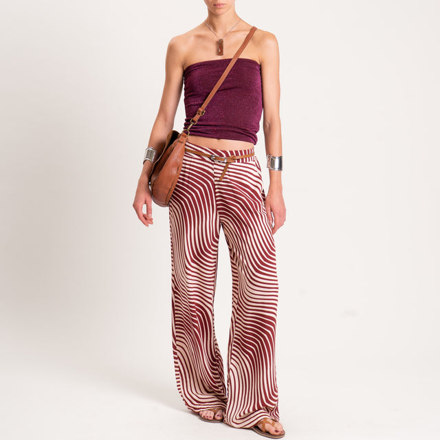 Zeroassoluto-Pantalone LEILA elastico dietro fanta - optical india/beige